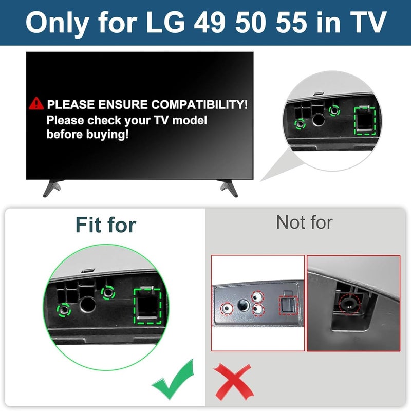 WISINY TV Legs Compatible for LG TV Legs Replacement TV Stand Legs for 49 50 55 Inch Replace 49UJ6300 49UM7300 49UN6900 50UK6300BUB 50UK6500 50UM7300 55UK6500AUA 55UJ6540 55UM7300AUE - Image 4